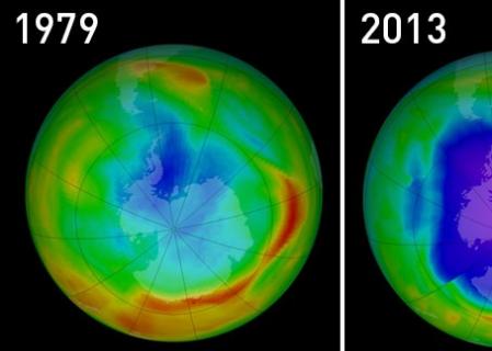 Evolución de la capa de ozono entre 1979 y 2013
